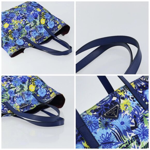 PRADA Tote Bag Nylon Leather Blue Silver Auth 147405 - Picture 16 of 16